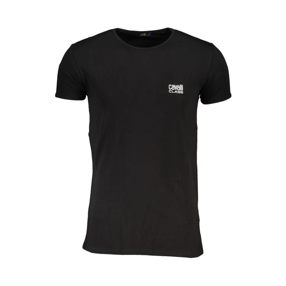 Cavalli Class Black Cotton Print Logo T-Shirt - Male - T-Shirts - Black - L - Tops