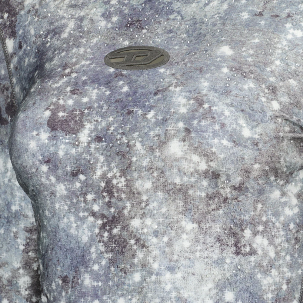 Diesel Galaxy Print Hoge Hals Top Blue Dames