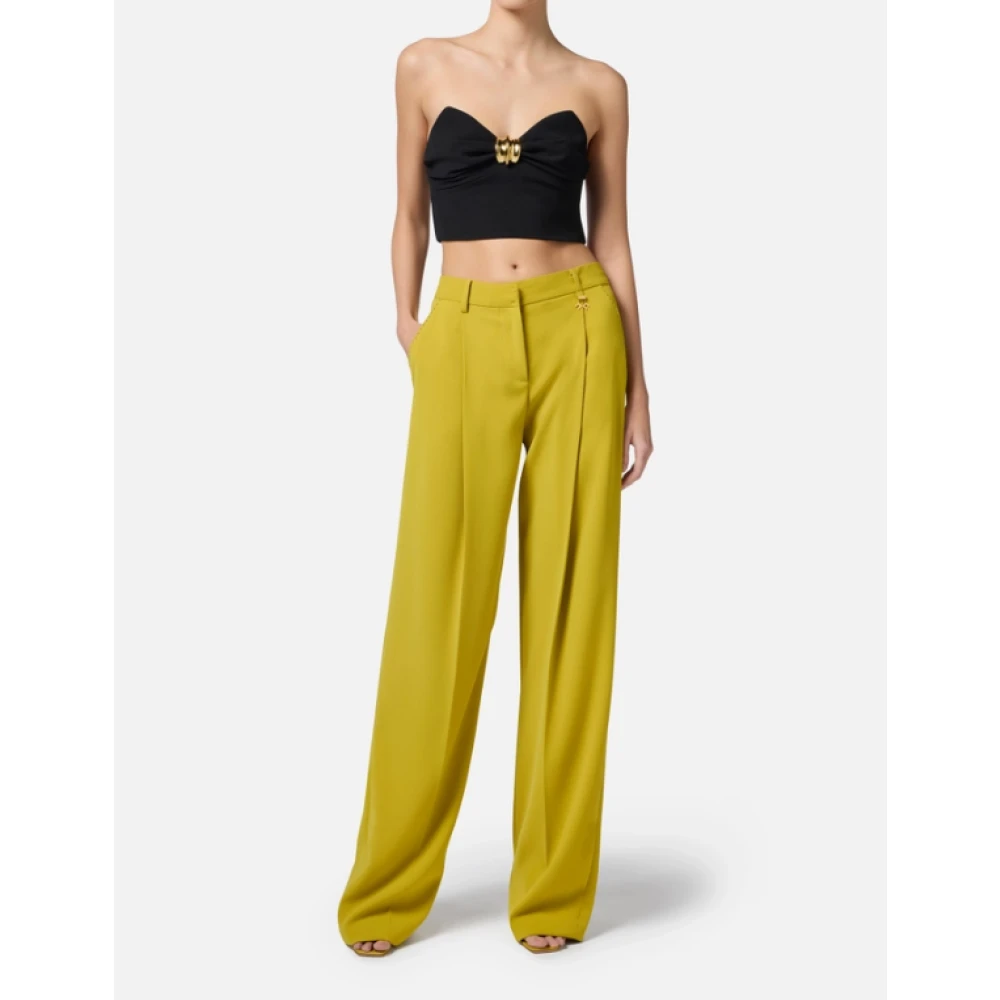 Elisabetta Franchi Zwarte Crêpe Top met Gouden Strik Black Dames