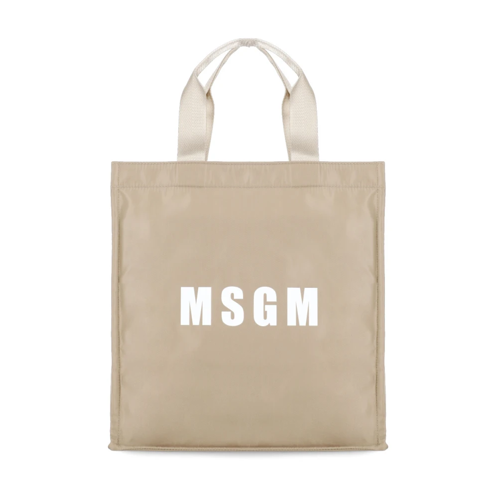 Msgm Beige Shopper met Logo Print Beige Heren