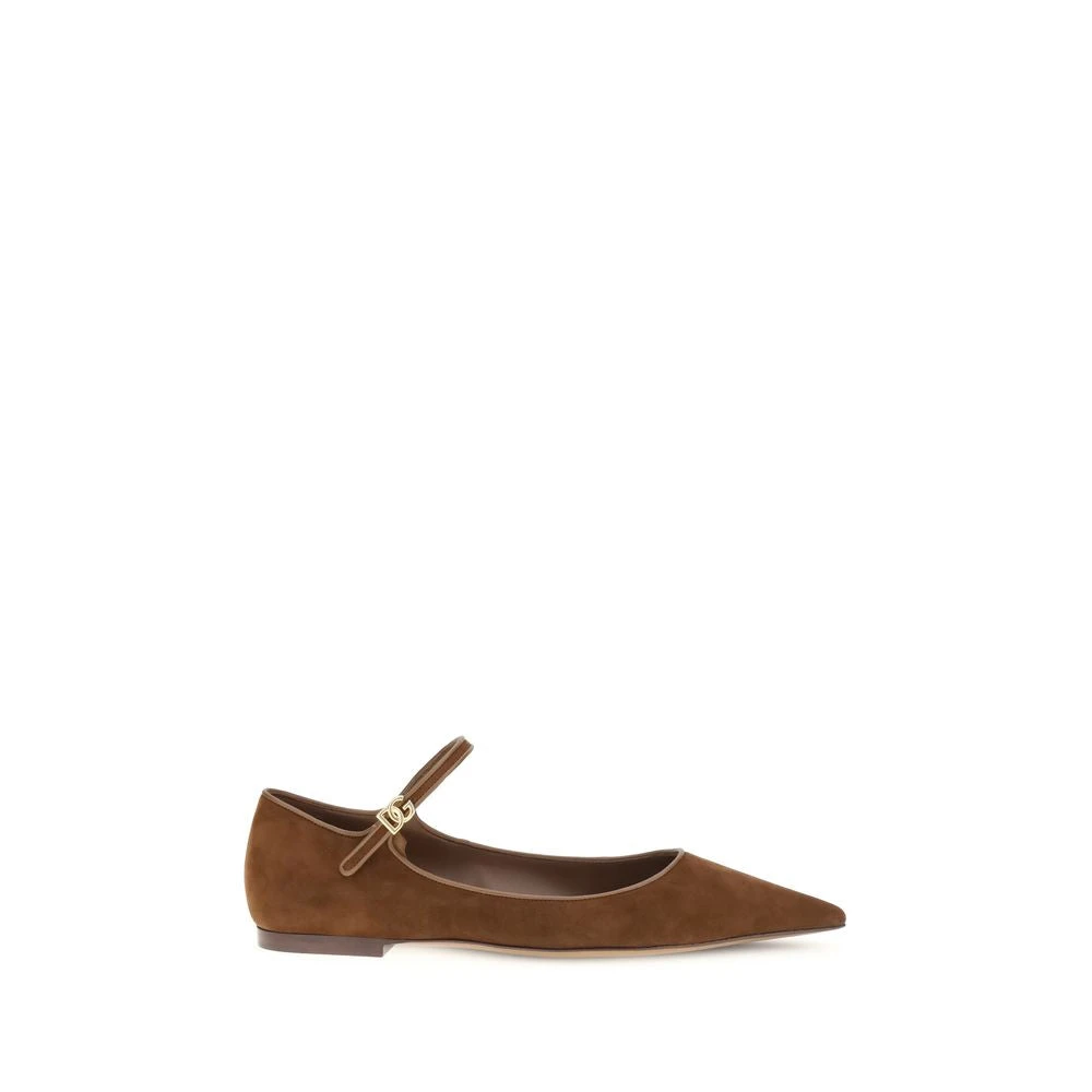 Dolce & Gabbana Donna Marrone Ballerine In Camoscio E Pelle Nappa