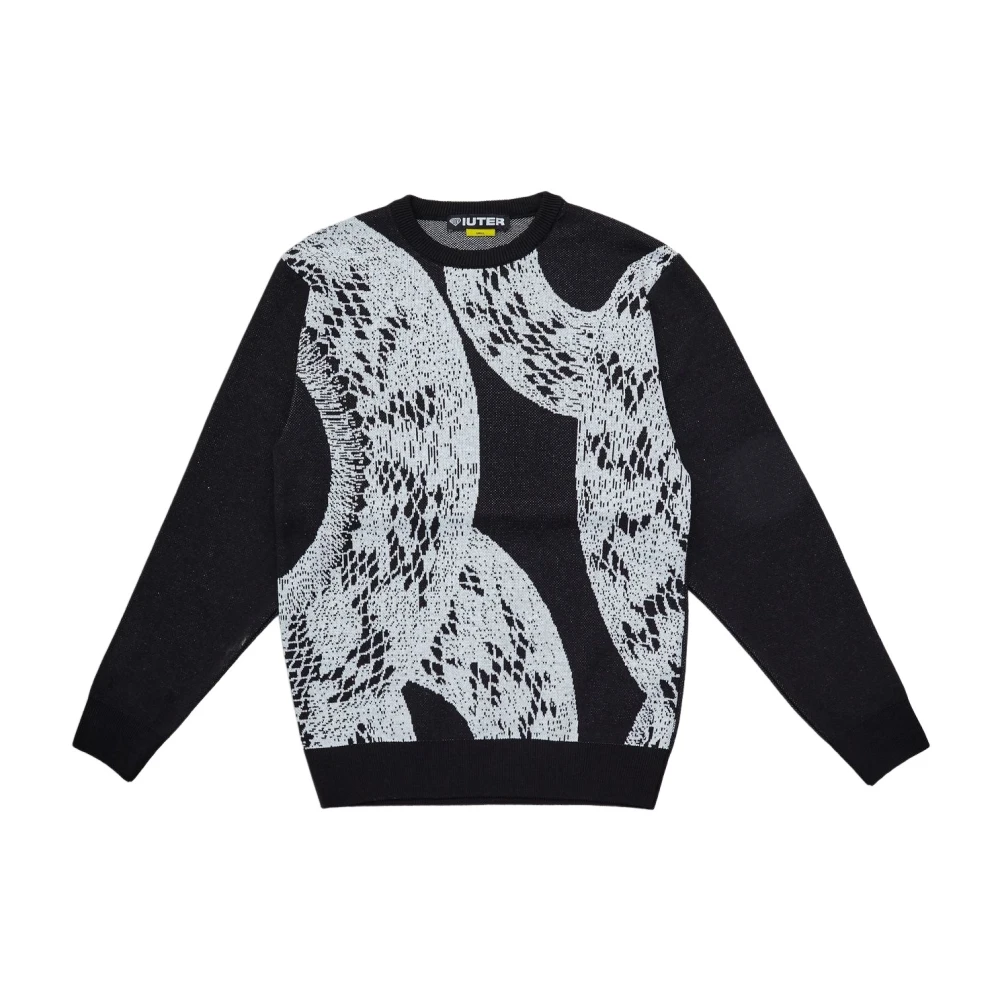Iuter Zwarte Boa Trui Jacquard Gebreid Black Heren