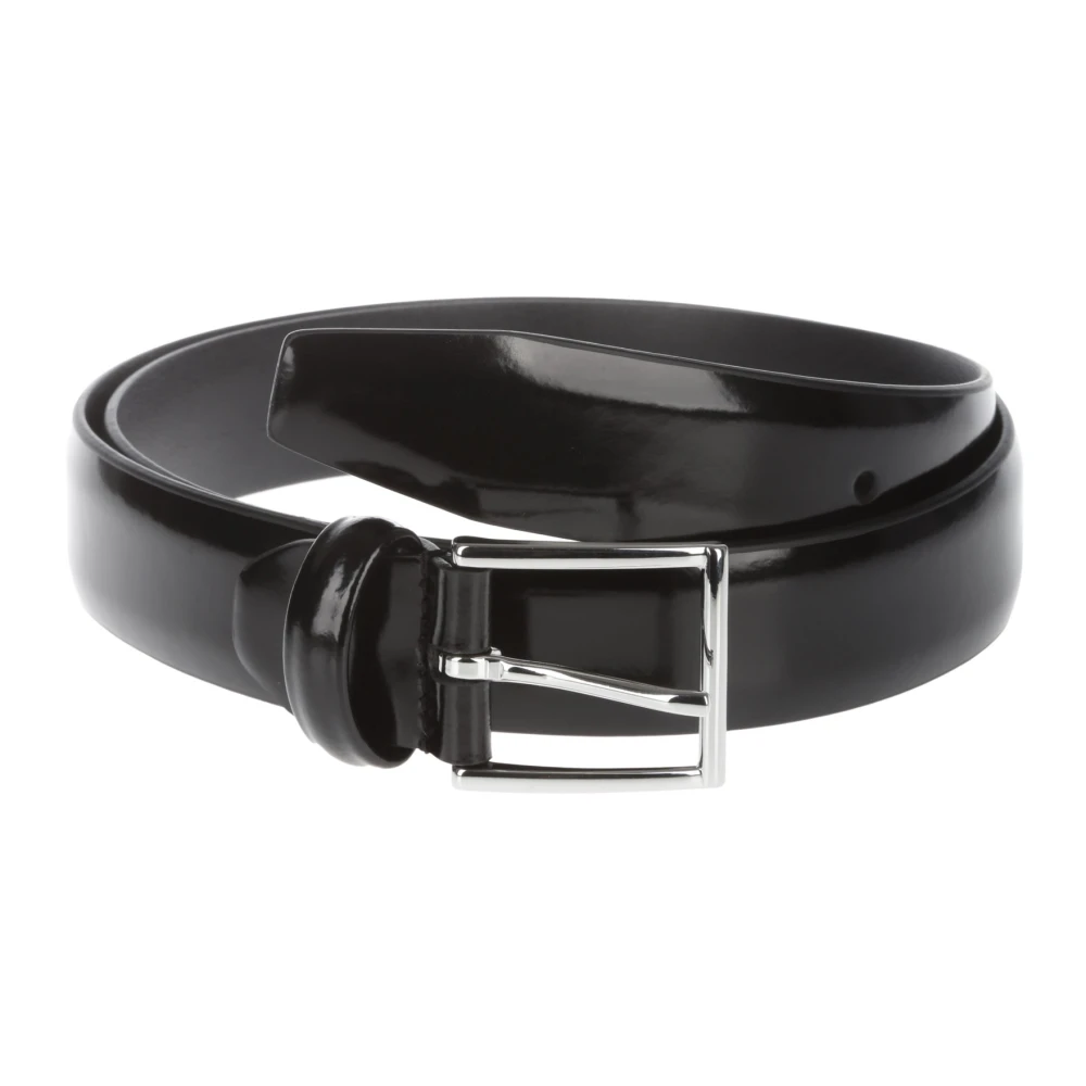 Anderson's Zwarte Leren Riem Black Heren