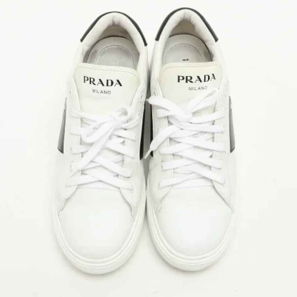 Prada Vintage Pre-owned Laeder sneakers White, Dam