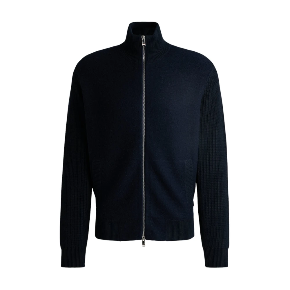 Boss Stijlvolle Gebreide Cardigan Sweater Blue Heren