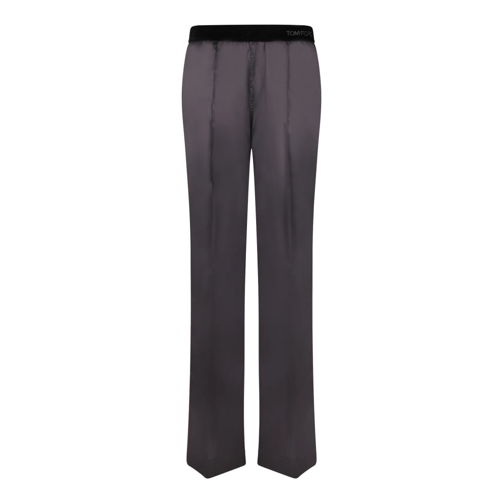 Tom Ford Straight Trousers, Female, S, Stretch Silk Satin Pj Trousers Black