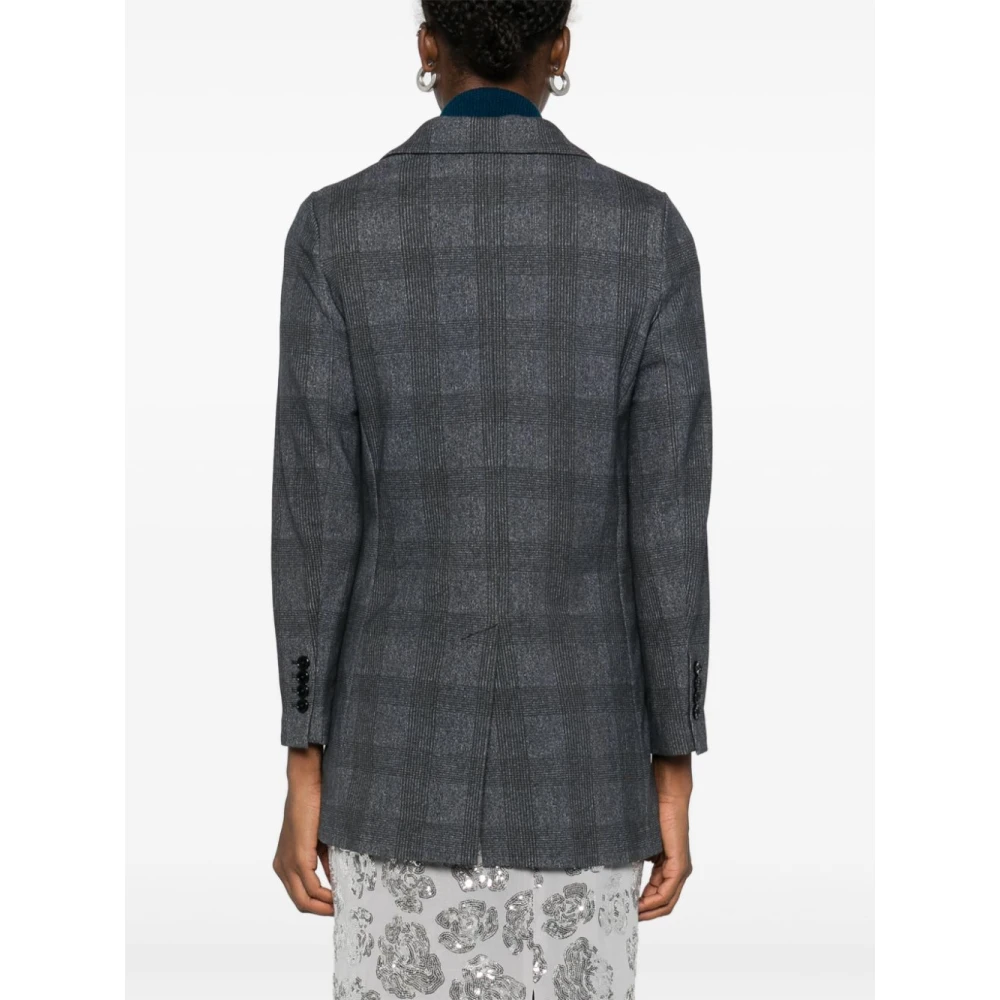 Circolo 1901 Geruit Patroon Dubbel-Borst Jas Blauw Gray Dames