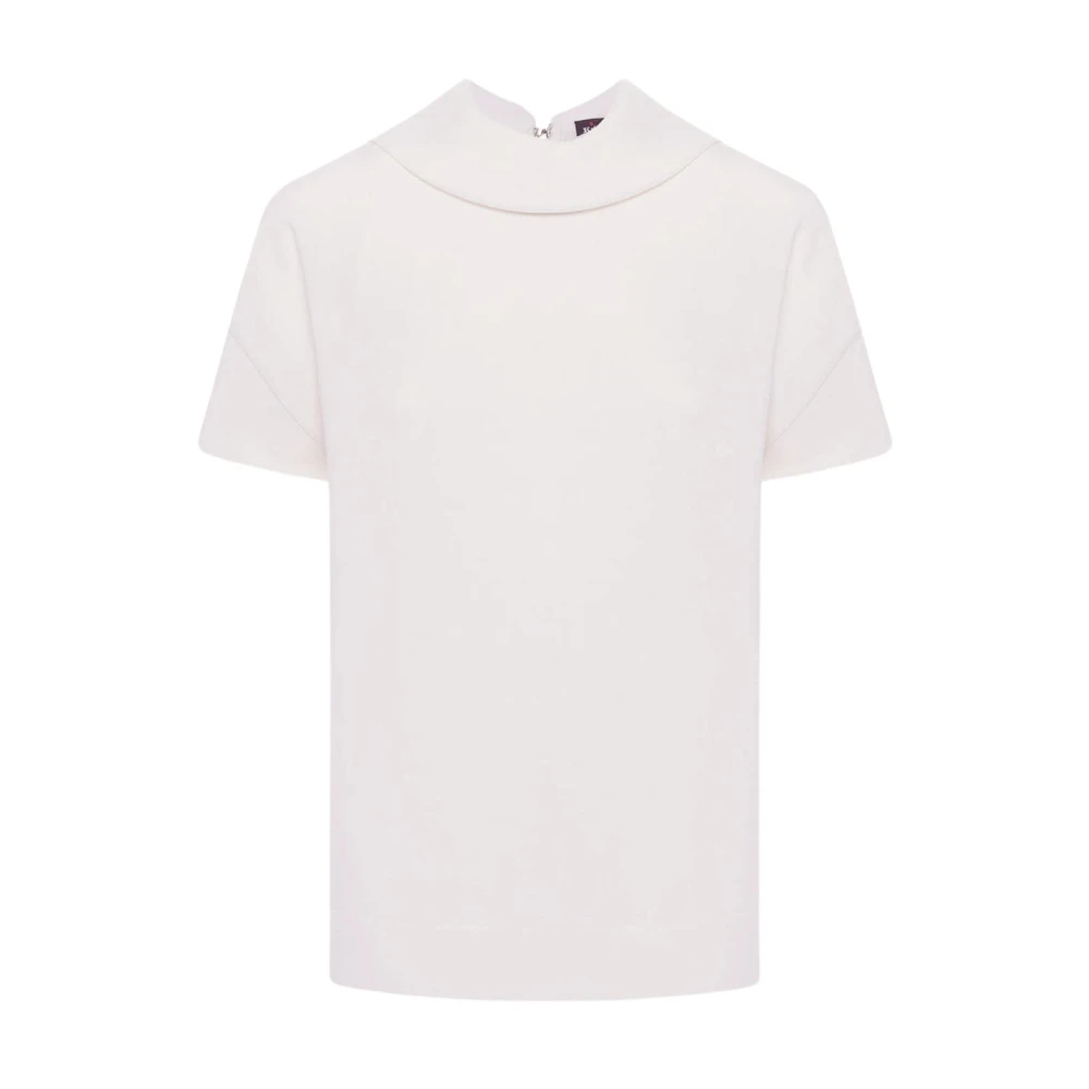 Kiton Elegant Wool Mock Neck Blouse White Dames