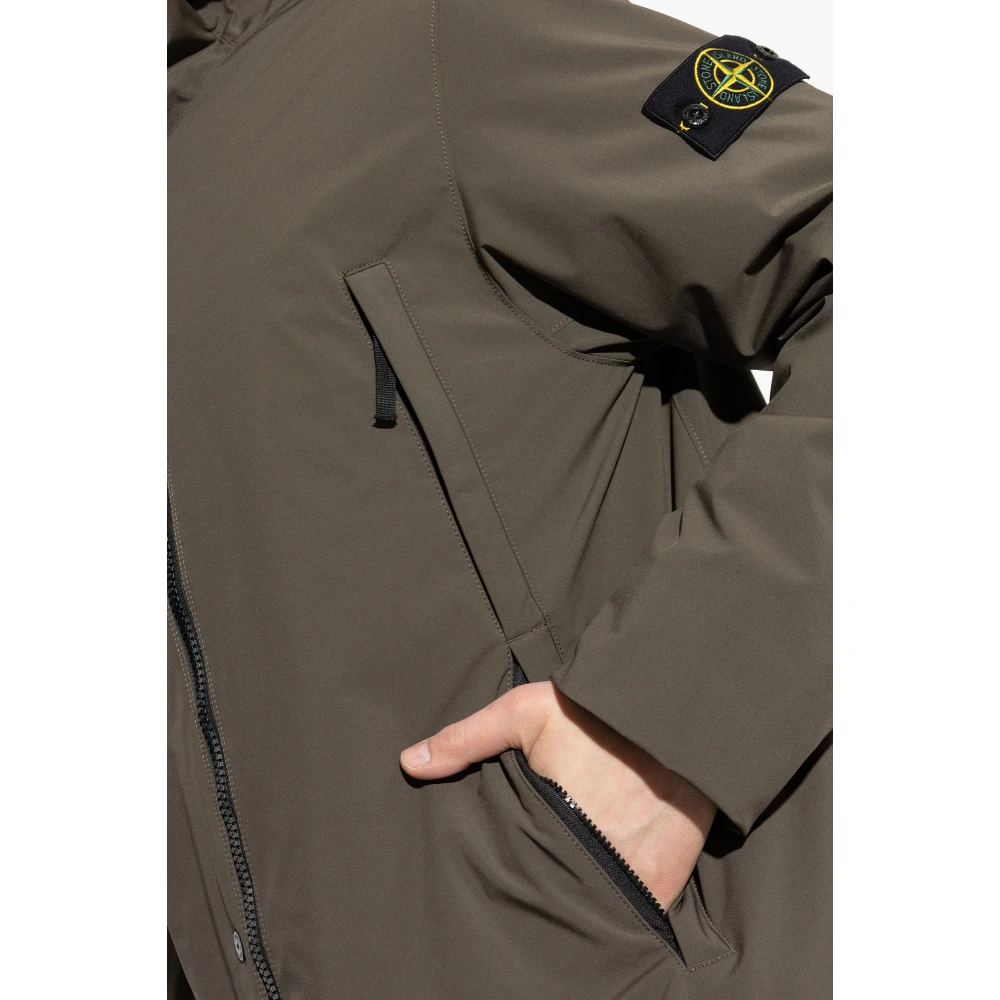 Stone Island Waterdichte jas met logo Brown Heren