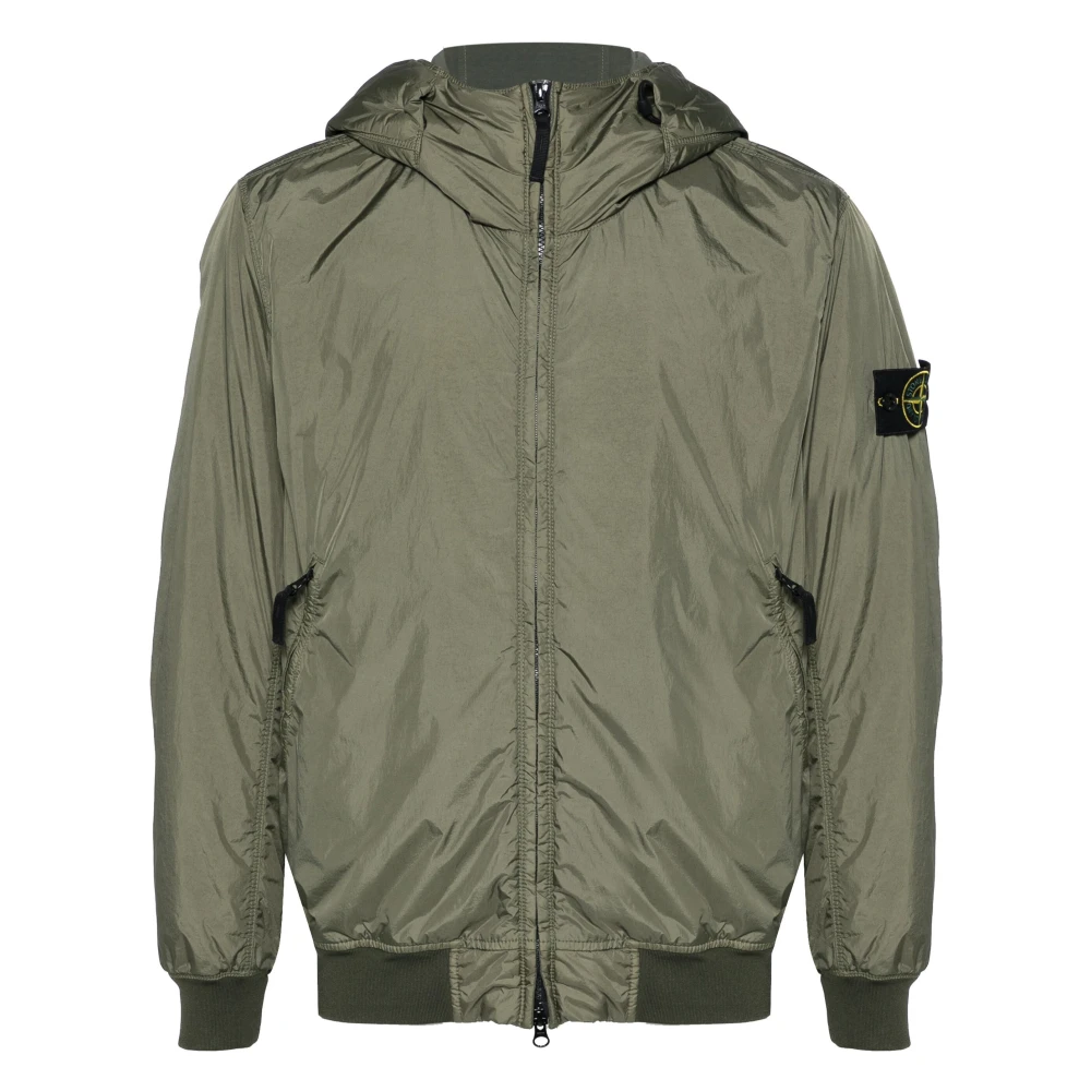 Stone Island Winddichte capuchonjas Crinkle Reps R-Ny Green Heren