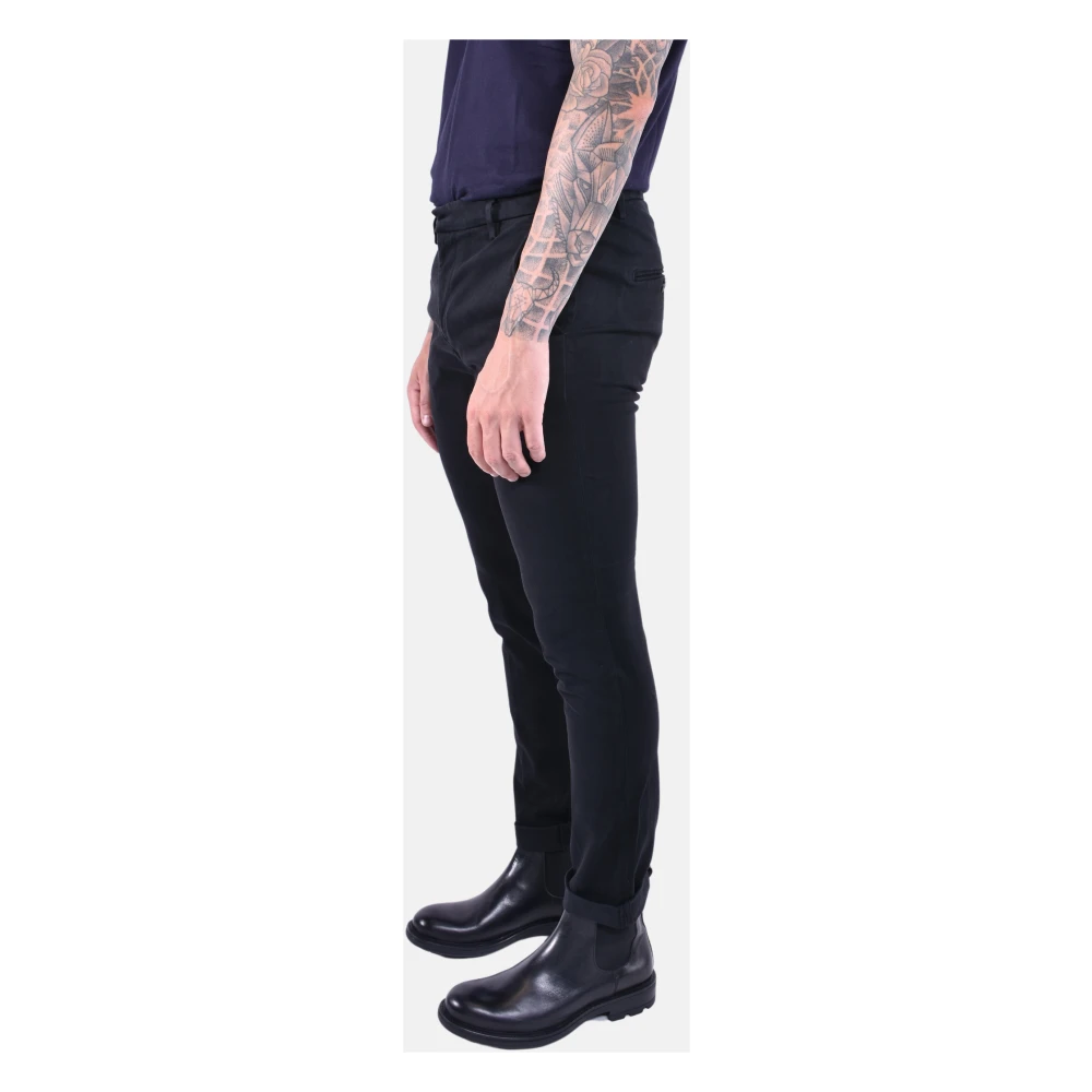 Dondup Slim Chino Broek met Lage Taille Black Heren