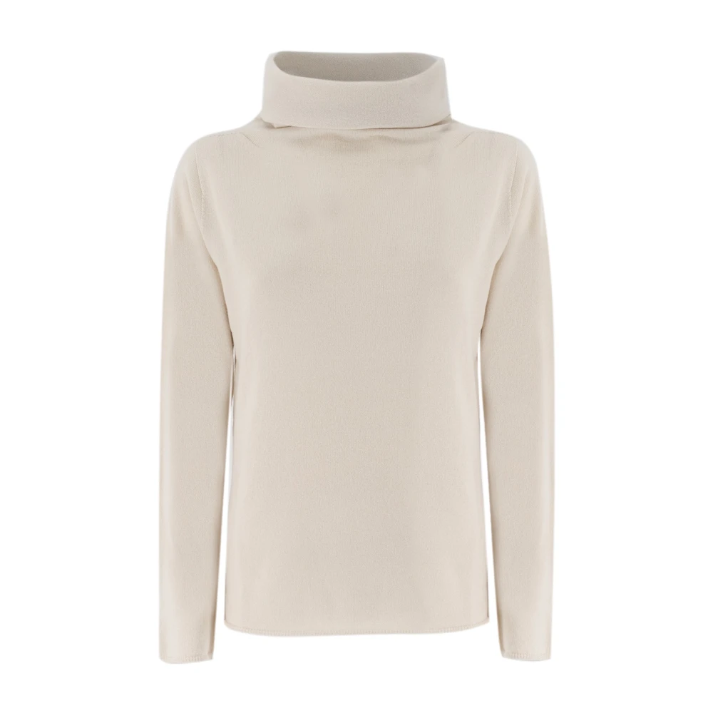 Le Tricot Perugia Elegant Turtleneck Jumper Beige Dames