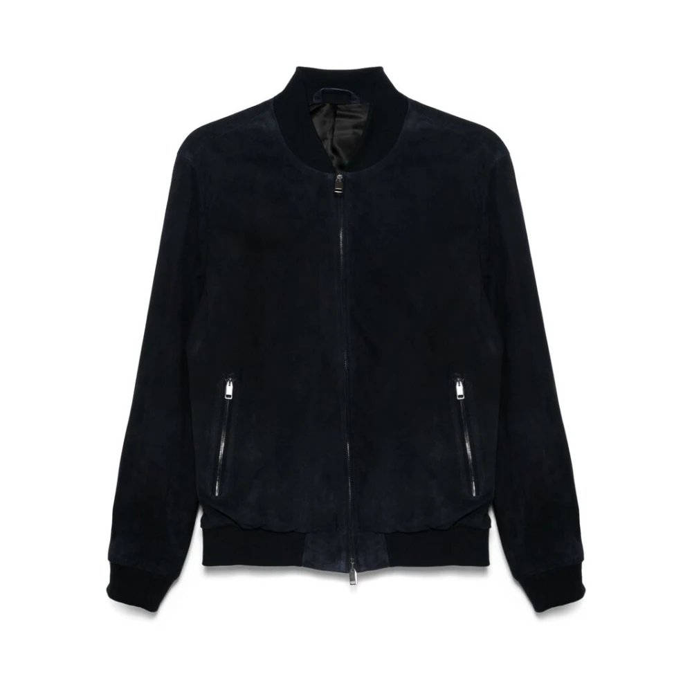 Brioni Navy Blauw Rits-Front Buitenkleding Blue Heren