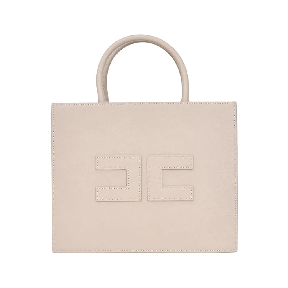 Elisabetta Franchi Beige Handtas met Gouden Details Beige Dames