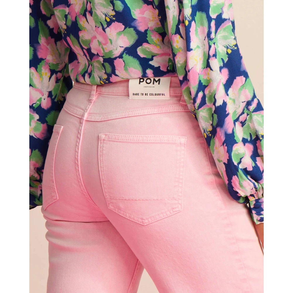 Pom Amsterdam Blooming Pink Straight Jeans Pink Dames