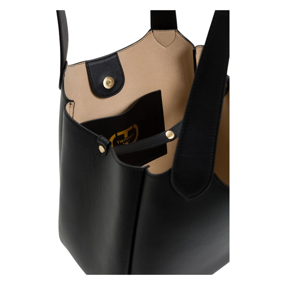 Twinset Forever Shopper Tas Zwart Leer Black Dames