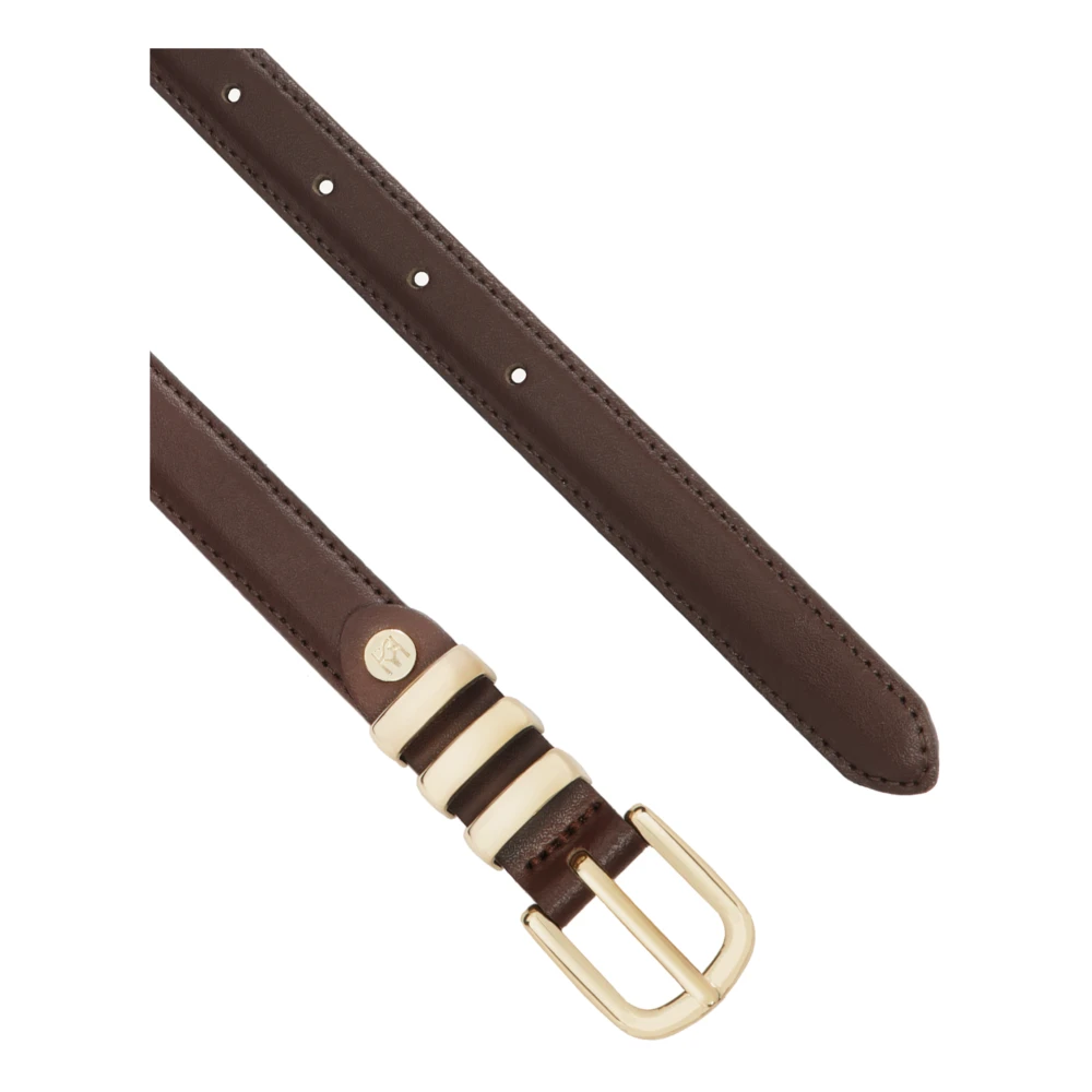 Kazar Smalle riem gemaakt van glad leer in donkerbruine kleur Brown Dames
