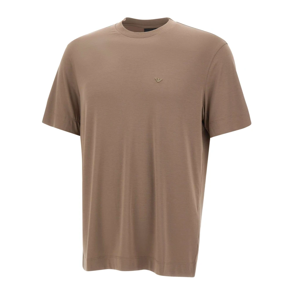 Emporio Armani Men's Brown T-Shirts, S, Silk And Modal T-Shirt