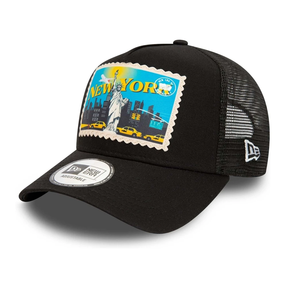 new era Zwarte New York Postkaart Trucker Cap Black Heren