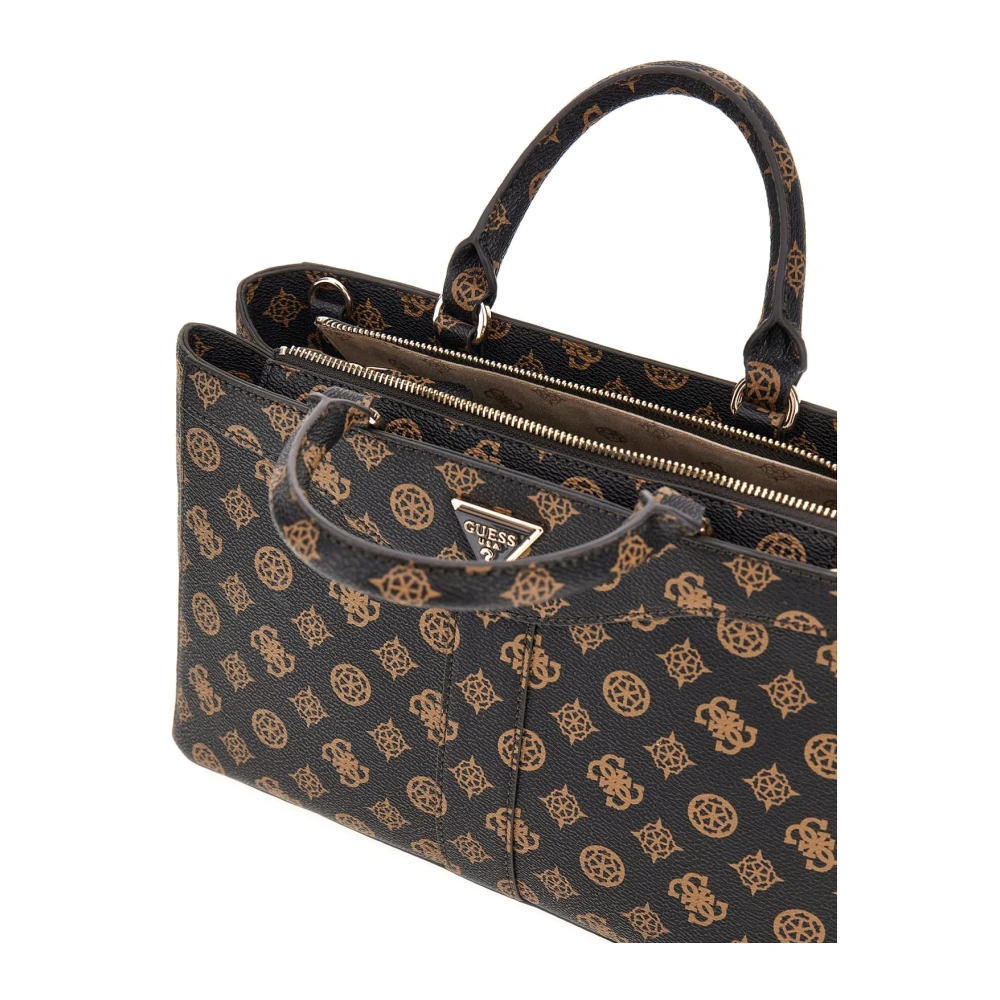 Guess Luxe Satchel Mocha Logo Tas Brown Dames