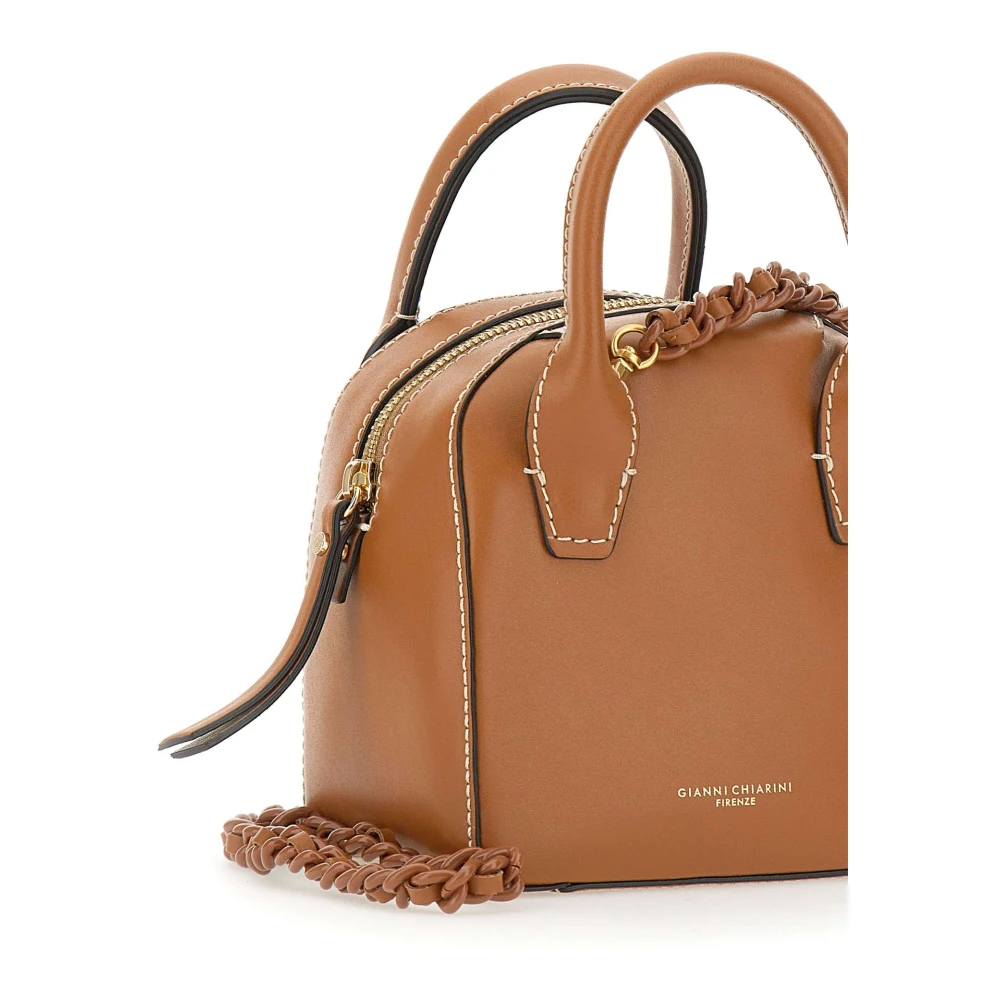 Gianni Chiarini Bruine leren handtas met kettingriem Brown Dames