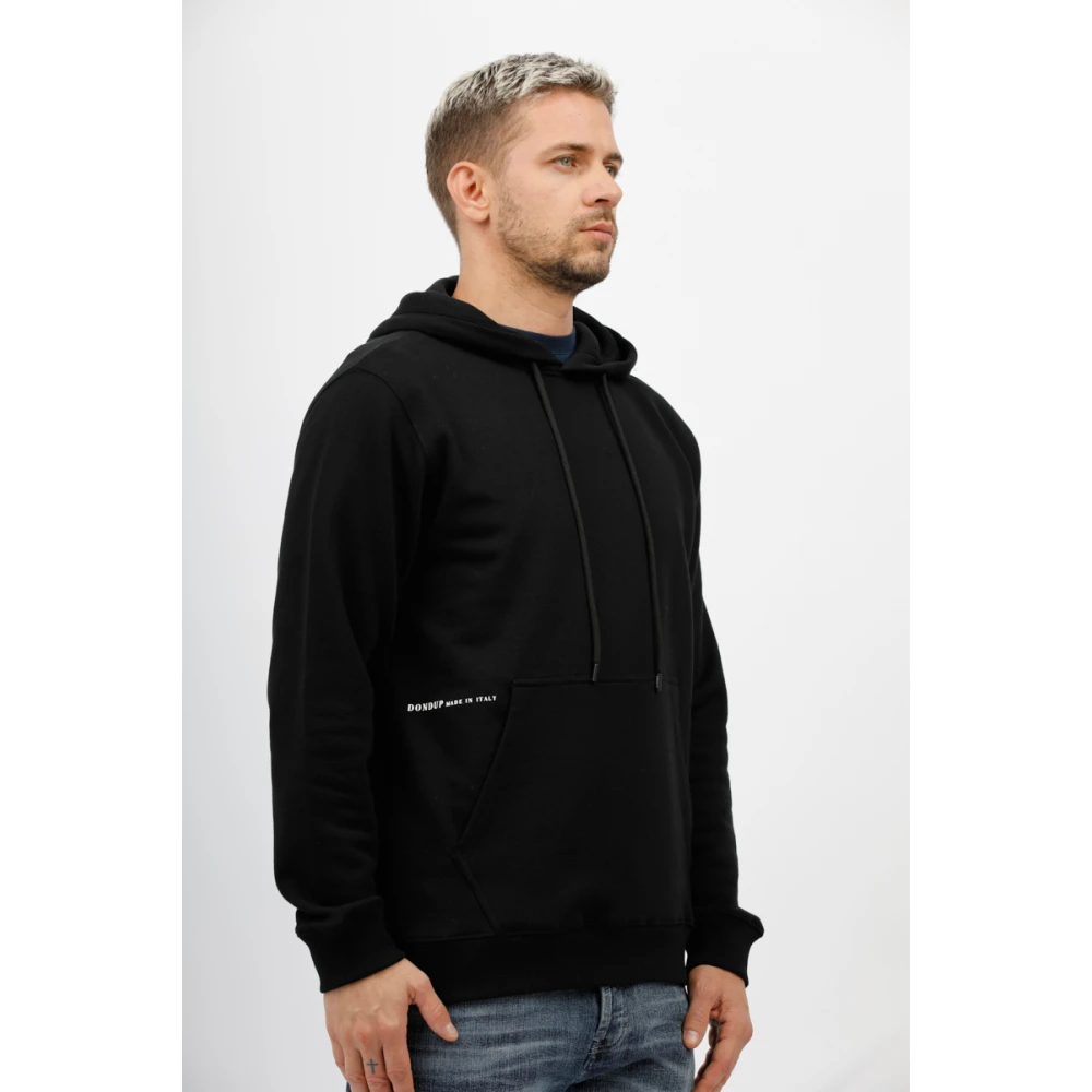 Dondup Hoodie met voorprint en kangoeroezak Black Heren