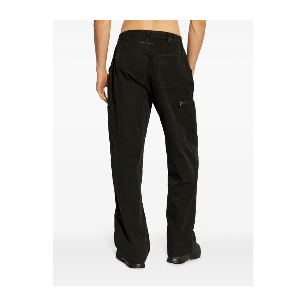 MM6 Maison Margiela Zwarte Canvas Wijde Pijp Broek Black Heren