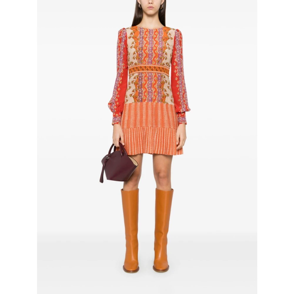 Saloni Papyrus Pillar Mini Jurk Red Dames