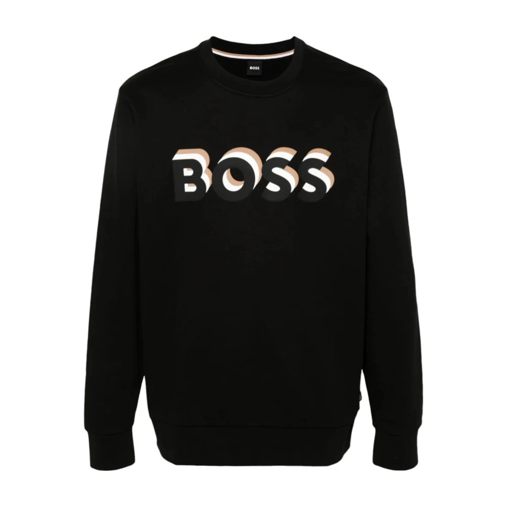 Boss Katoenen Sweatshirt Black Heren