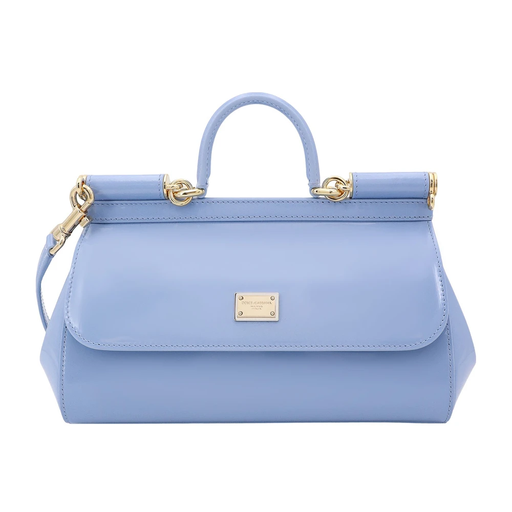 Dolce & Gabbana Langwerpige Handtas met Logoplaat Blue Dames
