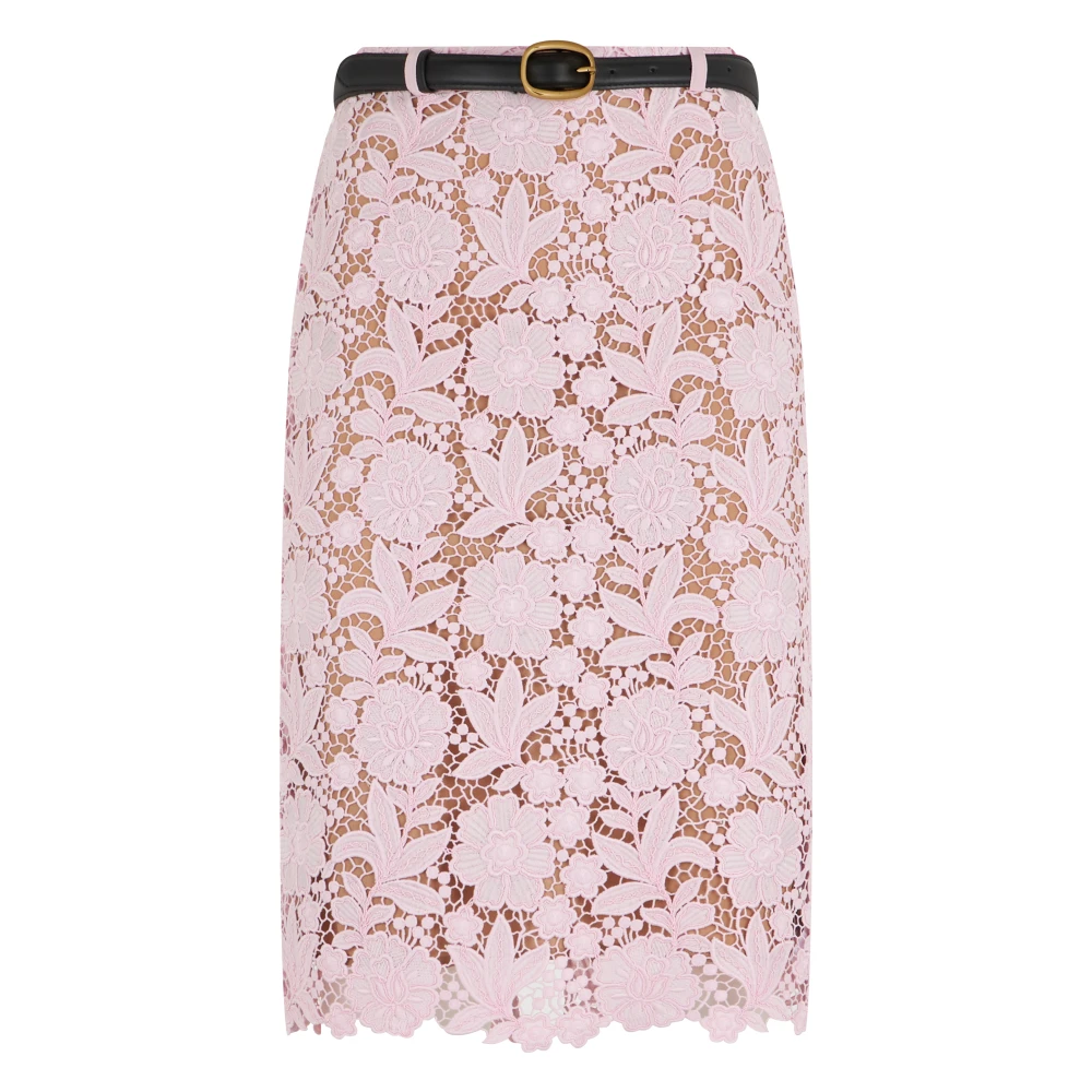 Self Portrait Women's Pink Midi Skirts, Xs, Going To Midi In Lace