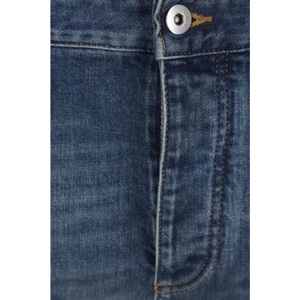 Bottega Veneta Regular-Fit Denim Jeans in Vervaagd Blauw met Leren Logo Patch Blue Heren