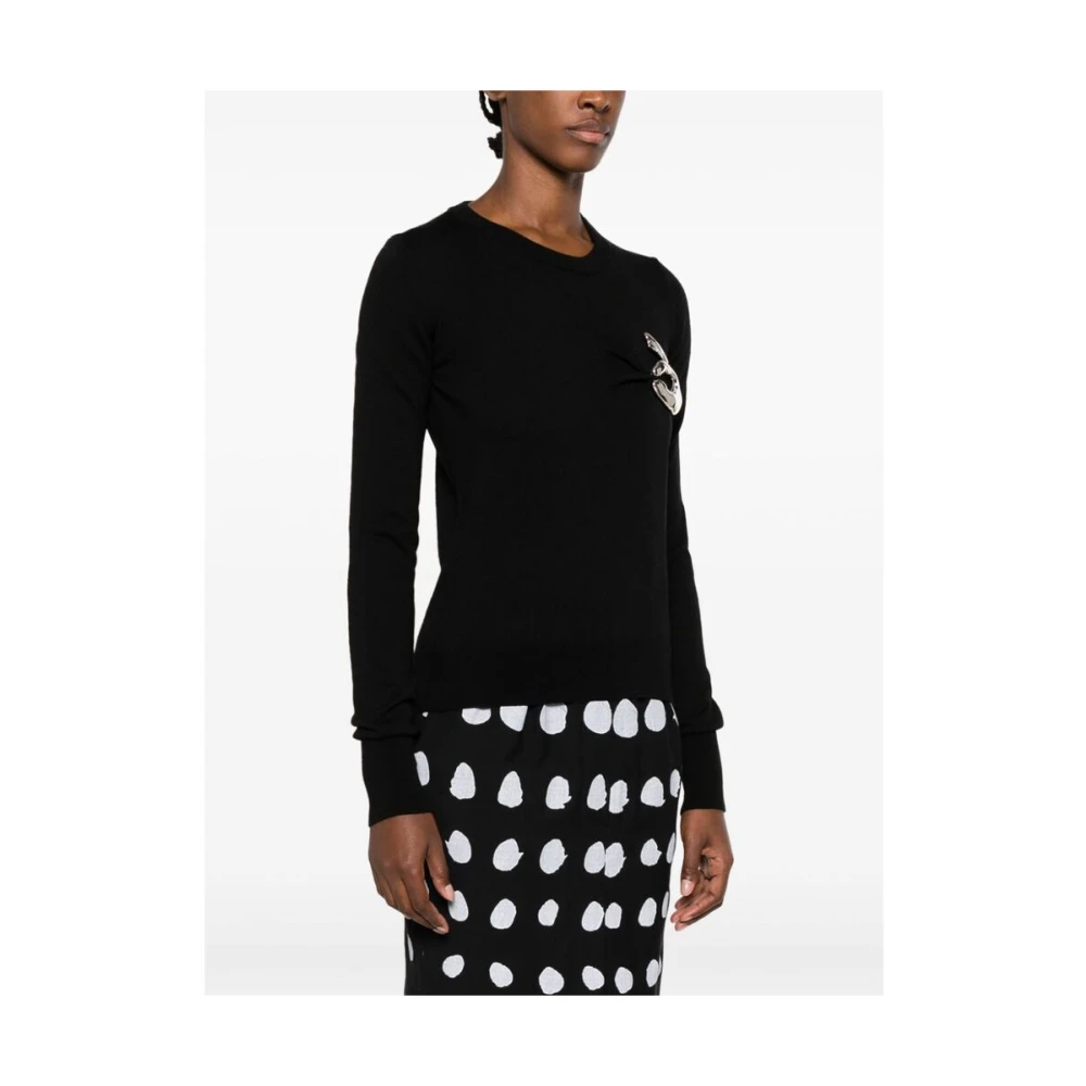 Coperni Zwarte Wollen Gebreide Sweatshirt met Afneembare Broche Black Dames