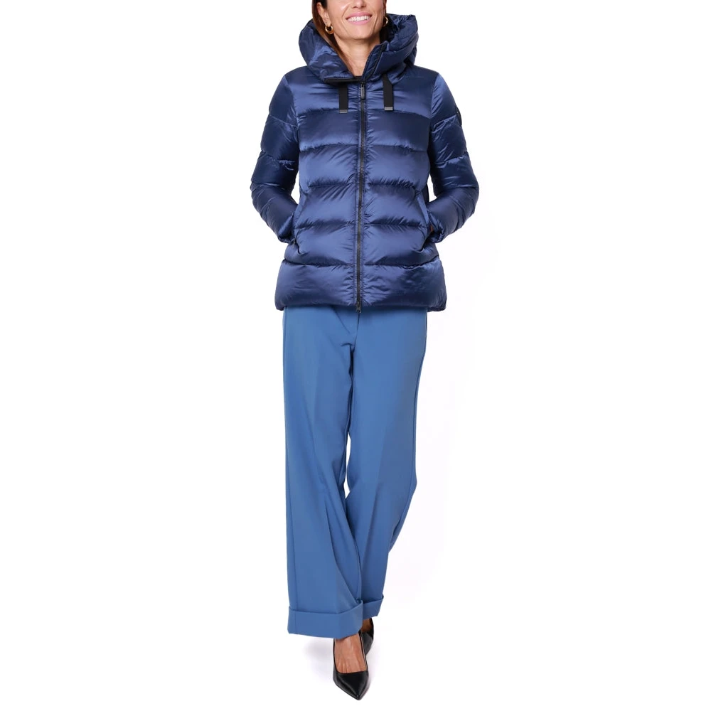 BomBoogie Korte Blauwe Hooded Winterjas Blue Dames