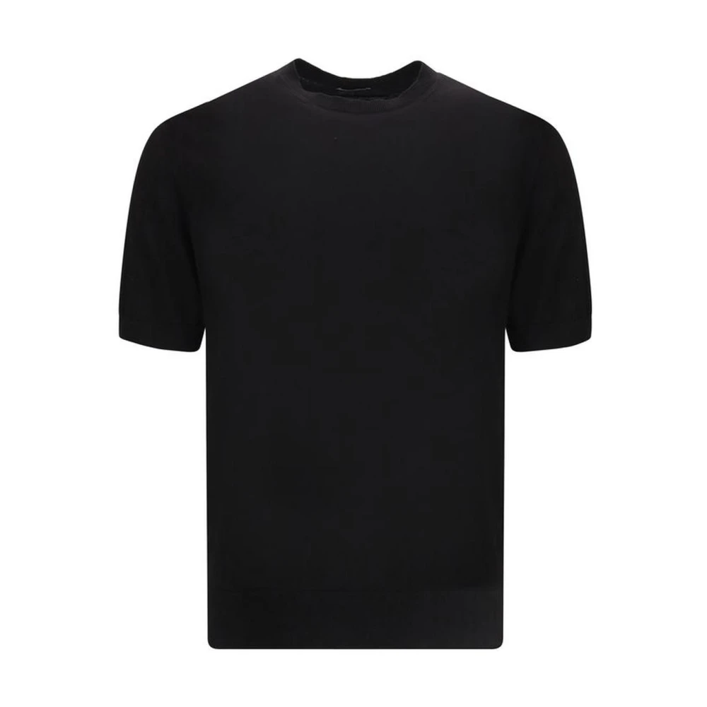 Ermenegildo Zegna Monochrome Geribbelde Crew Neck T-shirt Black Heren