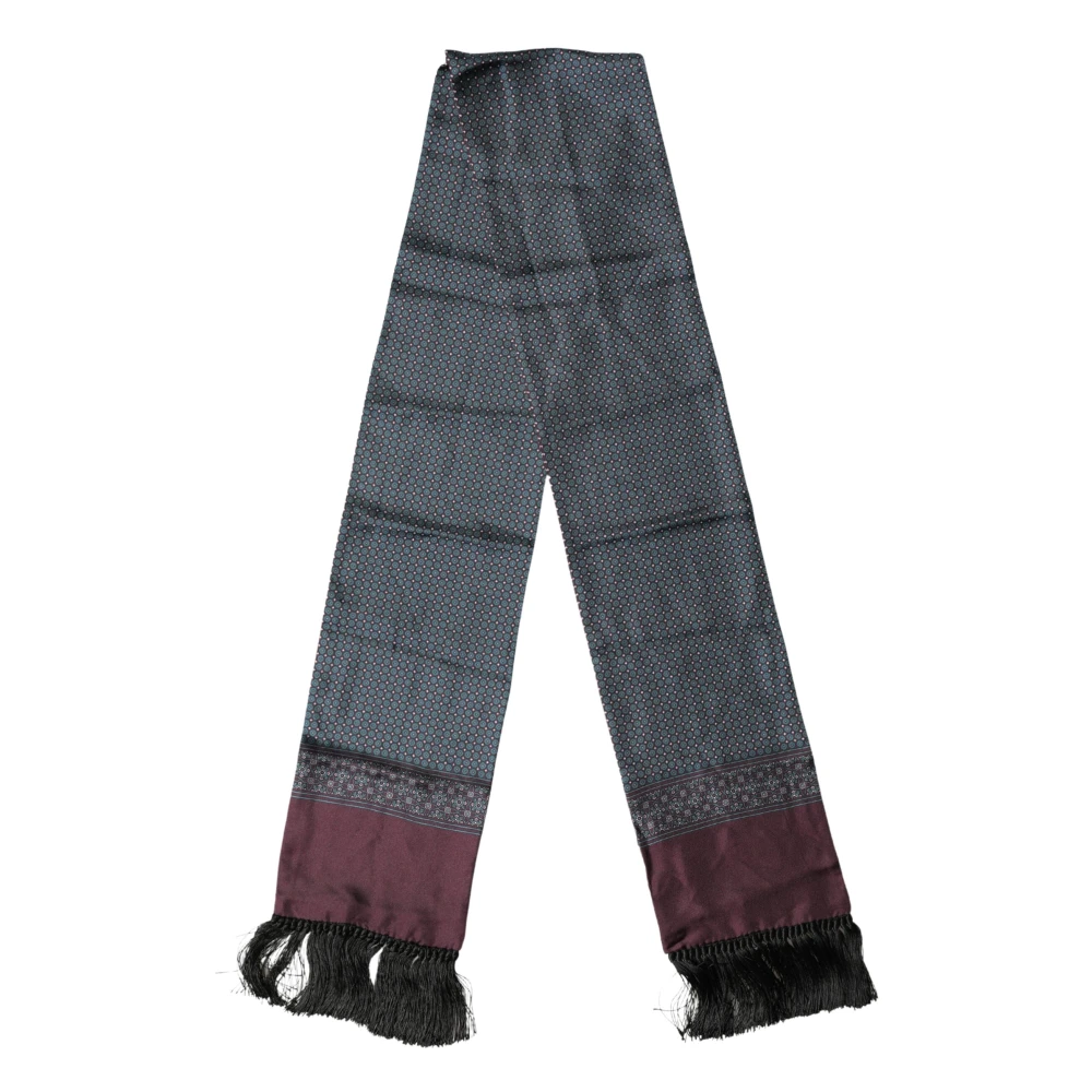 Dolce & Gabbana Women's Gray Silk Fringe Geometric Neck Wrap