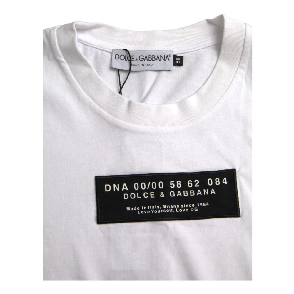 Dolce & Gabbana Witte Crew Neck T-Shirt met Logo White Heren
