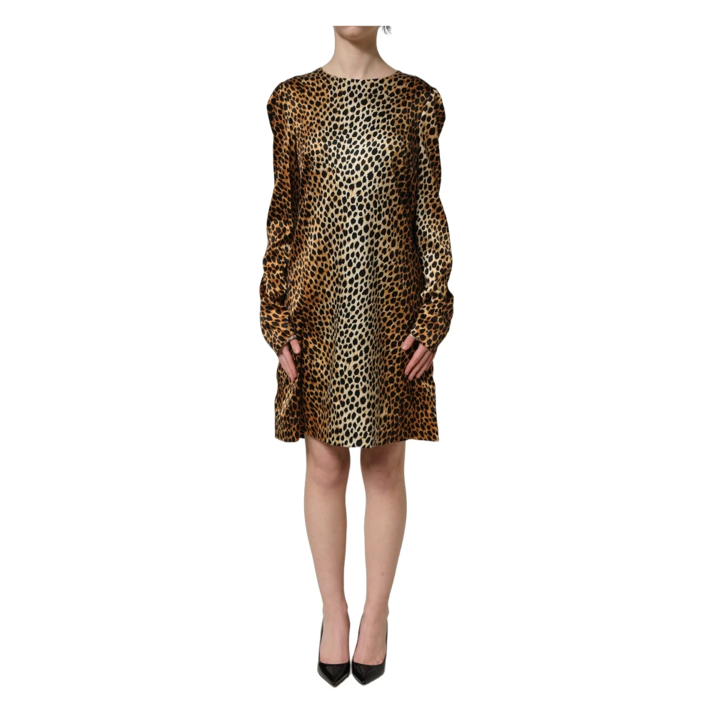 Dolce & Gabbana Women's Brown Long Sleeve Shift Mini - Short Dresses - M - Dresses