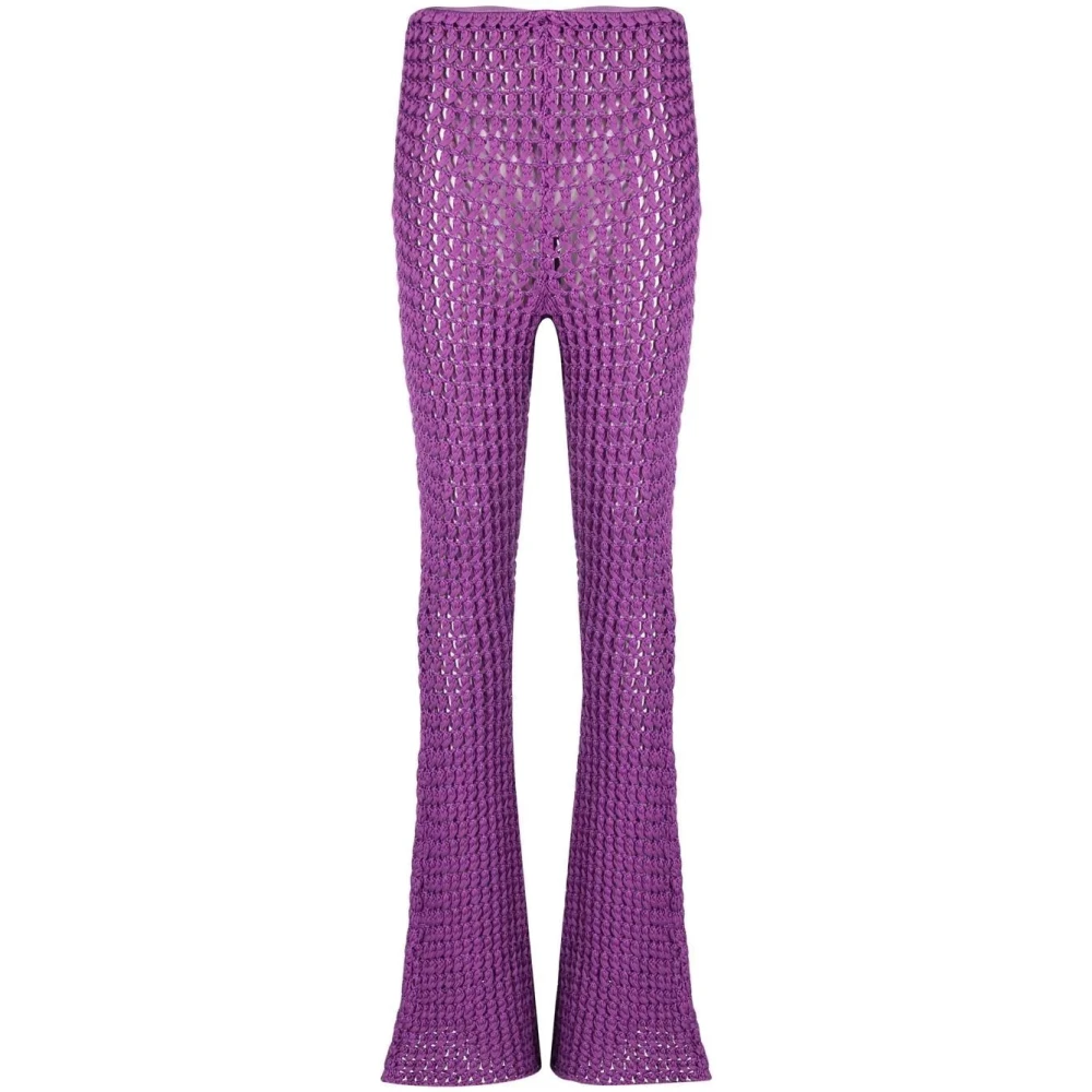 Moschino Women's Purple Wide Trousers, M, Casual Cotton Trousers
