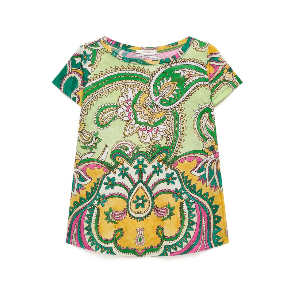 Maliparmi Women's Green Blouses, S, Summer Nomade Prints T-Shirt