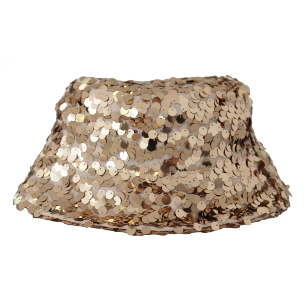 Dolce & Gabbana Gouden Pailletten Bucket Hat Yellow Dames