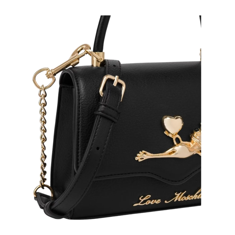 Love Moschino Zwarte kleine tas met gouden kikkerdetail Black Dames