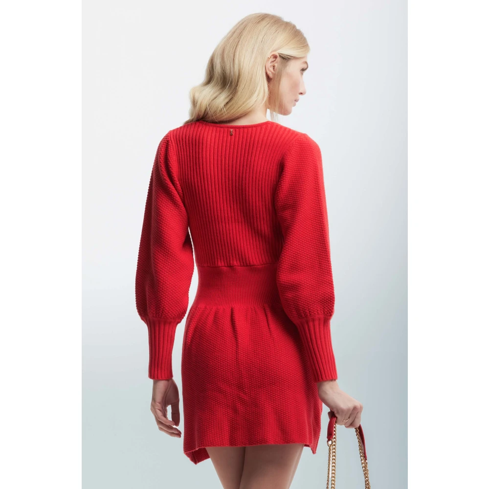 Kocca Gebreide jurk met diepe halslijn Red Dames