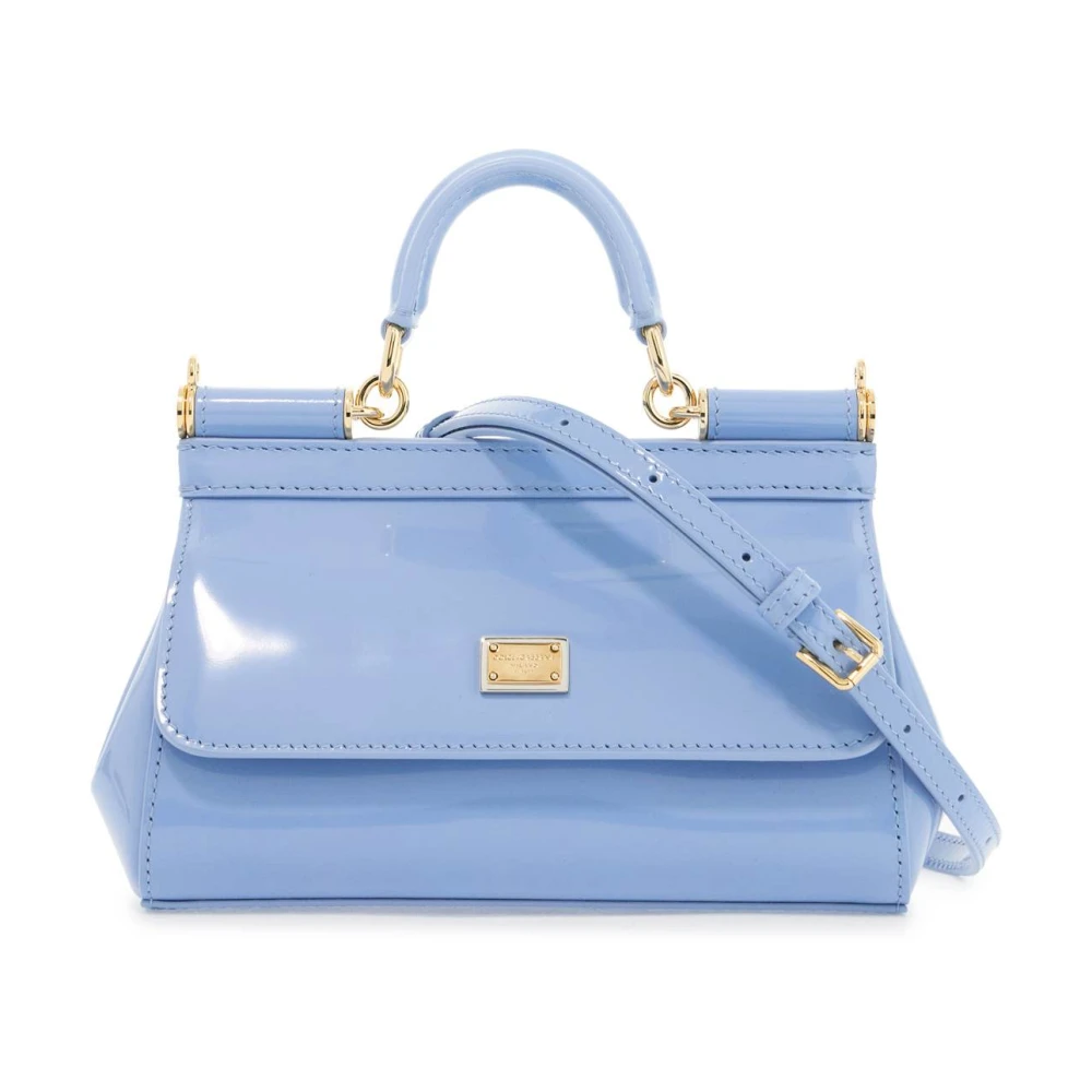 Dolce & Gabbana Mini tas van geborsteld leer met iconische plaat Blue Dames