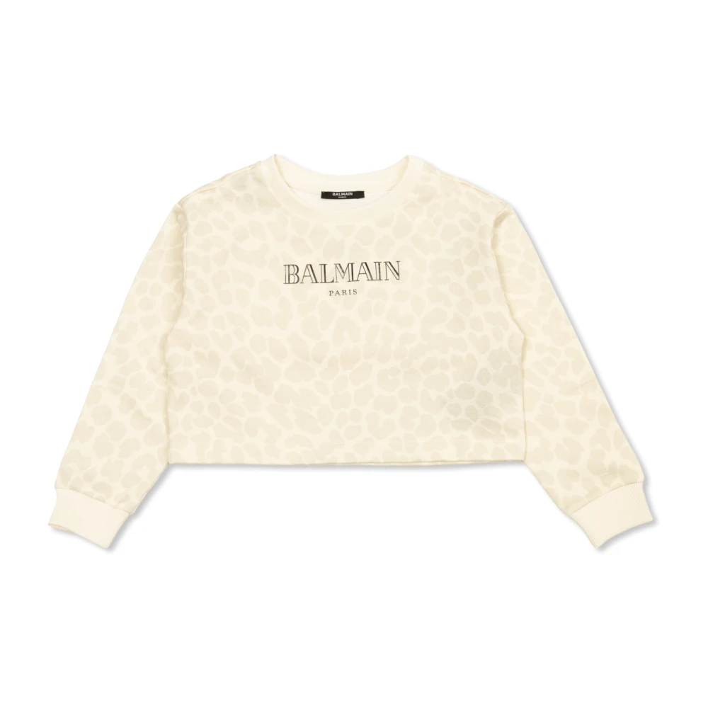 Balmain Unisex Kids Beige Sweatshirt With Printed Logo - Kids Sweatshirts - 13 Y - Kids
