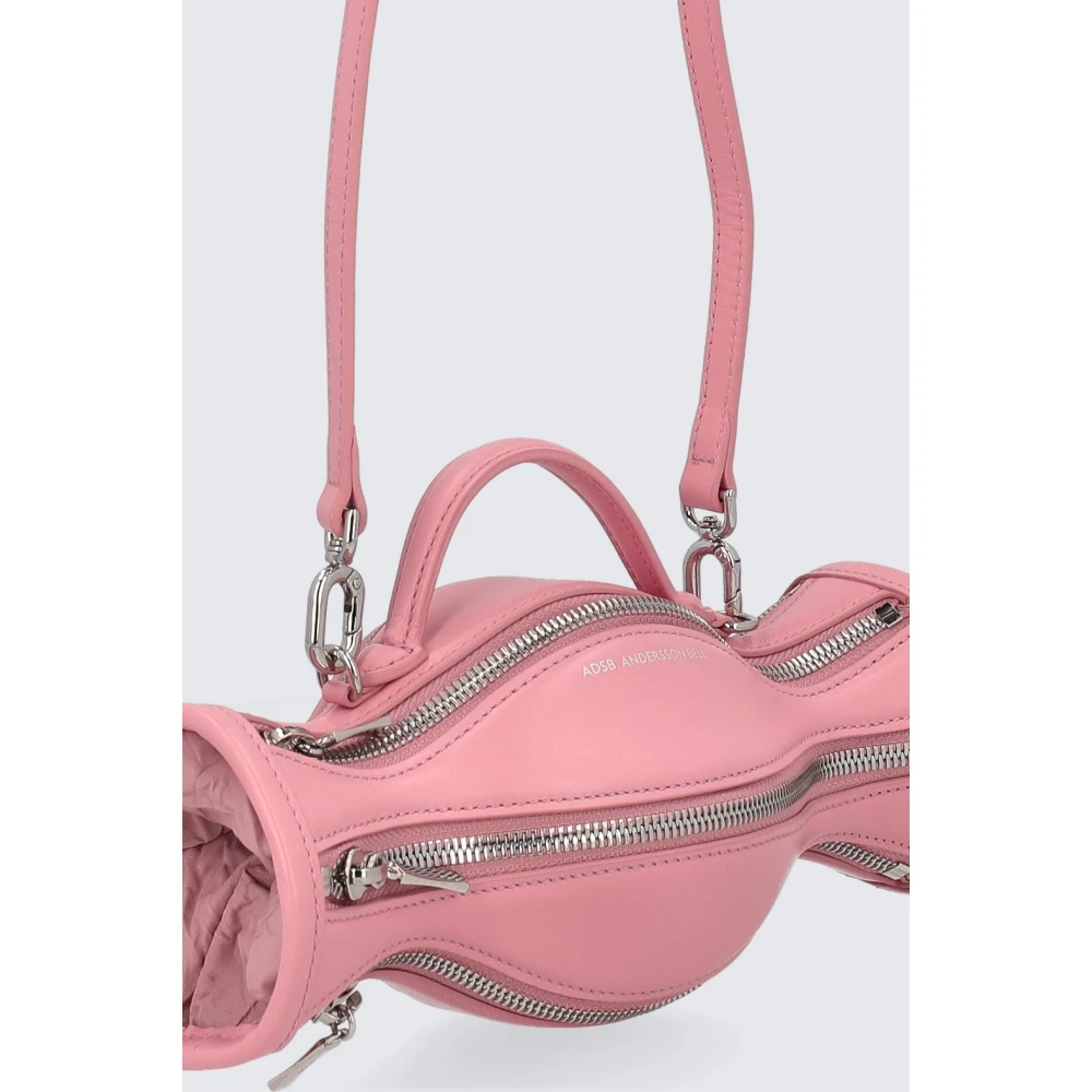 Andersson Bell Roze leren tas met enkel handvat en afneembare schouderriem Pink Dames