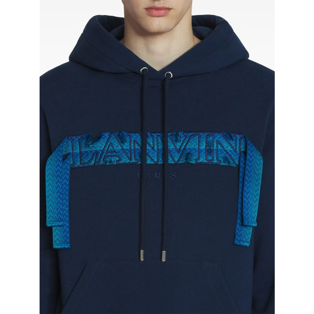 Lanvin Blauwe Curb Kant Hoodie Blue Heren