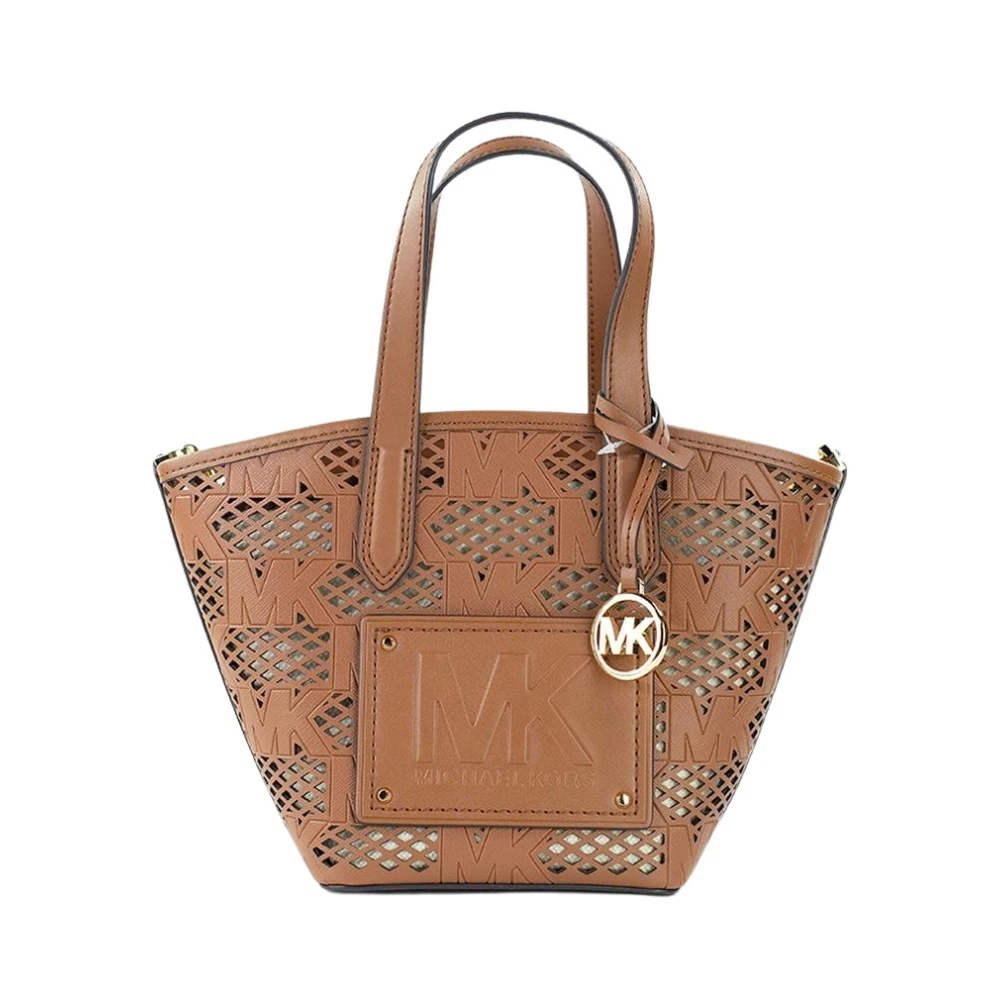 Michael Kors Vegan Leren Tote Messenger Tas Brown Dames