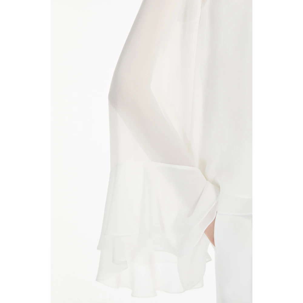 Max Mara Studio Zijden Georgette Blouse met Ronde Hals White Dames