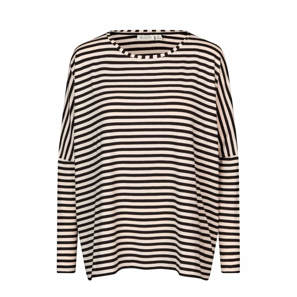 Masai Oversized Top met Boothals Beige Dames